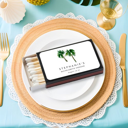 Watercolor Tropical Palm Trees  Bachelorette    Matchboxes