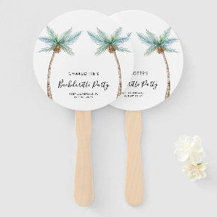 Watercolor Tropical Palm Trees Bachelorette Party Hand Fan