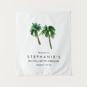 Watercolor Tropical Palm Trees Bachelorette Tapestry