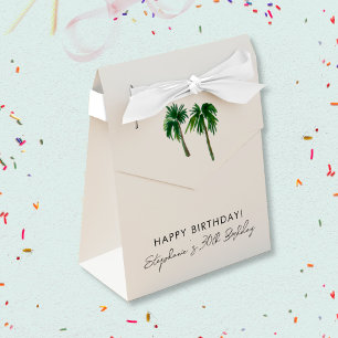 Watercolor Tropical Palm Trees Birthday Favor Boxes
