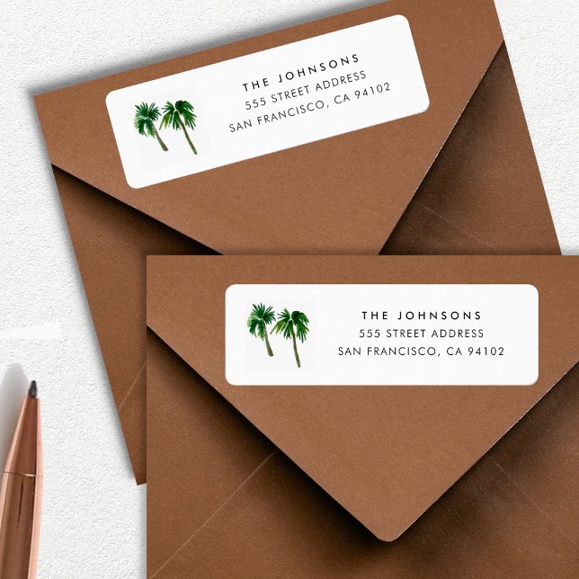 Watercolor Tropical Palm Trees  Label (Creator Uploaded)