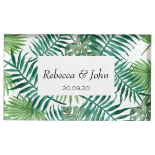 Watercolor Tropical Palm Wedding Table Card Holder