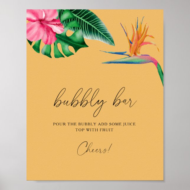 Watercolor tropical palms - bubbly bar poster (Front)