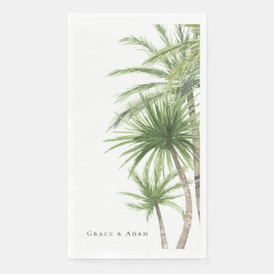 Watercolor Tropical Palms Personalized Paper Guest Towels