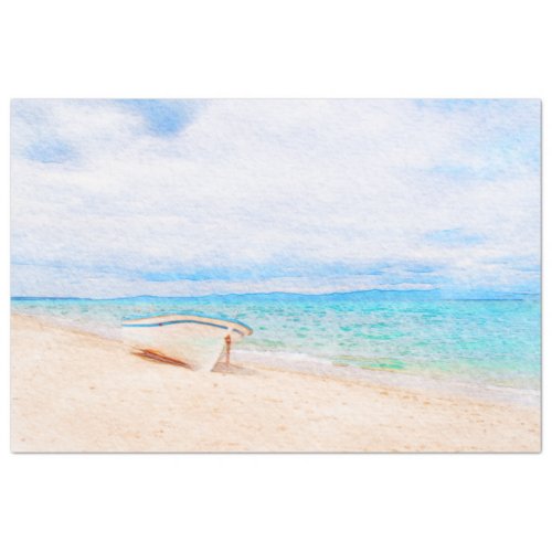Watercolor Tropical Paradise Beach Tissue Paper
