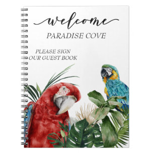 Watercolor Tropical Parrot Guest Book