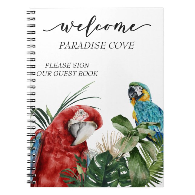 Watercolor Tropical Parrot  Guest Book (Front)