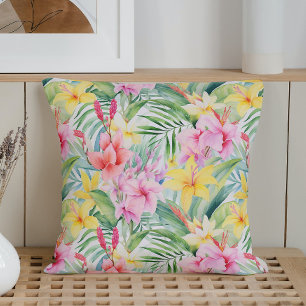 Watercolor Tropical Pastels Throw Pillow