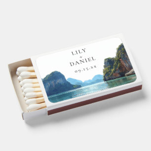 Watercolor Tropical Phuket Thailand Wedding Matchboxes