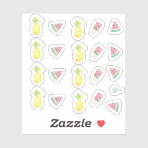 Watercolor Tropical Pineapple and Watermelon Sticker