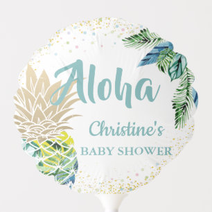 Watercolor Tropical Pineapple Beach Baby Shower Balloon