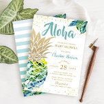 Watercolor Tropical Pineapple Beach Baby Shower Invitation at Zazzle