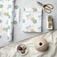 Watercolor Tropical Pineapple Beach Birthday