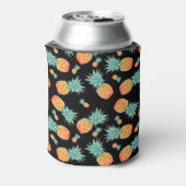 Watercolor Tropical Pineapple Cool Black Can Cooler (Can Back)