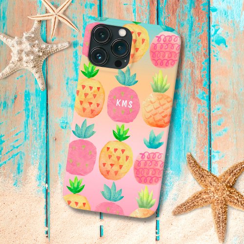 Watercolor Tropical Pineapple Fruit iPhone 13 Pro Max Case