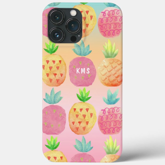 Watercolor Tropical Pineapple Fruit Case-Mate iPhone Case (Back)