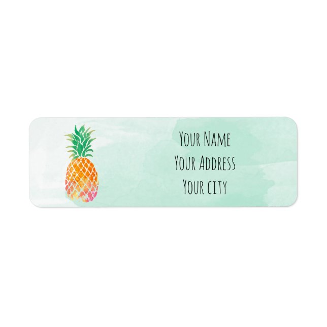 watercolor tropical pineapple label (Front)