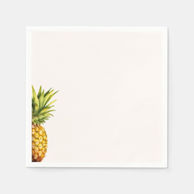 Watercolor Tropical Pineapple Paper Napkin (Front)