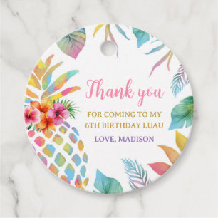 Watercolor Tropical Pineapple Thank you Favor Tags