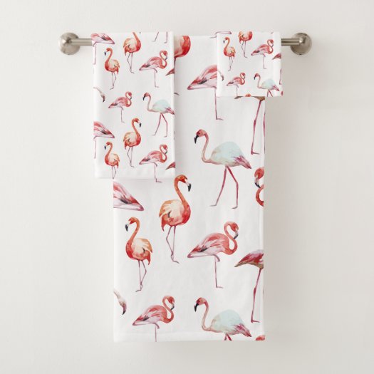 Watercolor Tropical Pink Flamingo