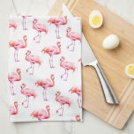 Watercolor Tropical Pink Flamingo Kitchen Towel<br><div class="desc">Watercolor tropical pink flamingo party towel. It features the watercolor pattern of pink flamingos. This flamingo towel will be perfect for personal use, Christmas, birthday gifts and so much more.</div>
