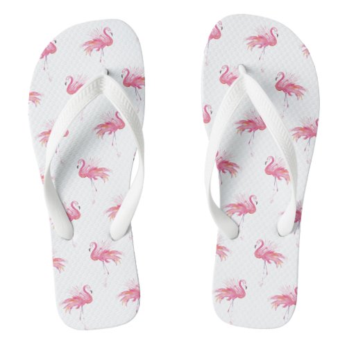 Watercolor Tropical Pink Flamingo Pattern Flip Flops