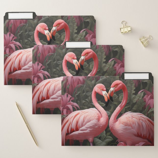 Watercolor Tropical Pink Flamingo Romance File Folder (Set)