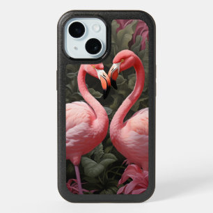 Watercolor Tropical Pink Flamingo Romance iPhone 15 Case