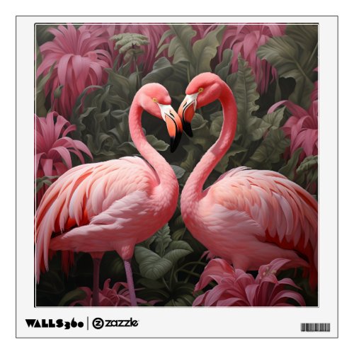 Watercolor Tropical Pink Flamingo Romance Wall Decal