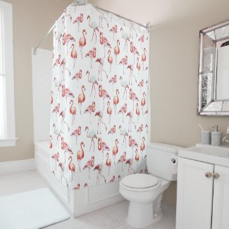 Watercolor Tropical Pink Flamingo
