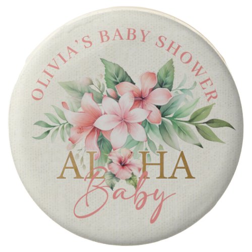 Watercolor Tropical Pink Floral Aloha Baby Shower Chocolate Covered Oreo