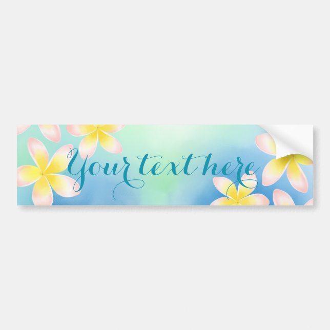 Watercolor Tropical Plumeria Custom Bumper Sticker (Front)