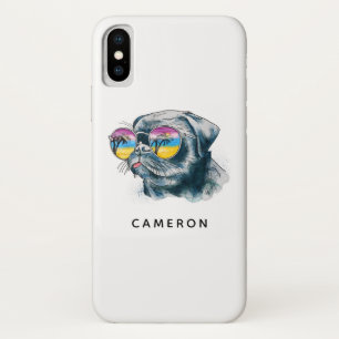 Watercolor Tropical Puppy Add Your Name iPhone X Case