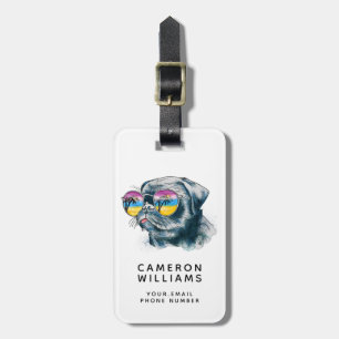 Watercolor Tropical Puppy Add Your Name Luggage Tag