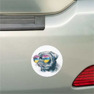 Watercolor Tropical Puppy Car Magnet