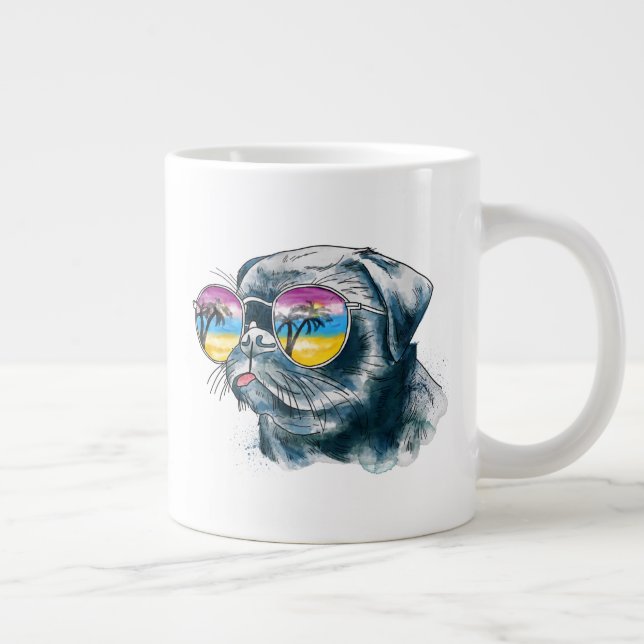 Watercolor Tropical Puppy Giant Coffee Mug (Right)