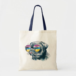 Watercolor Tropical Puppy Tote Bag