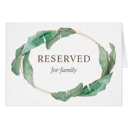 Watercolor tropical reserved sign Green wedding