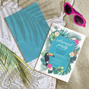 Watercolor Tropical Retirement Teal ID577 Invitation