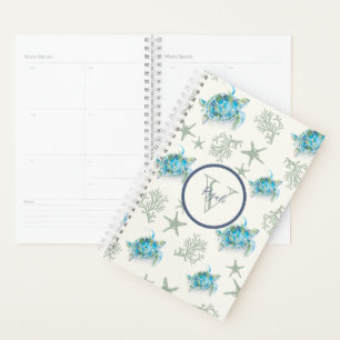 Watercolor Tropical Sea Turtle Planner