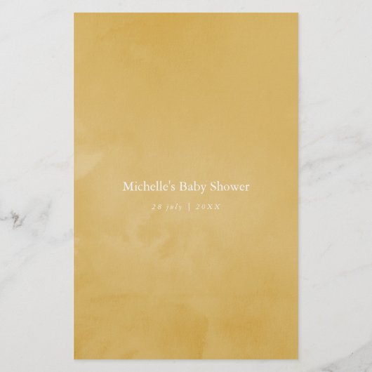 Watercolor Tropical Summer Beach Baby Shower Bingo (Back)