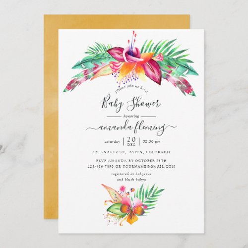 Watercolor Tropical Summer Beach Baby Shower Invitation