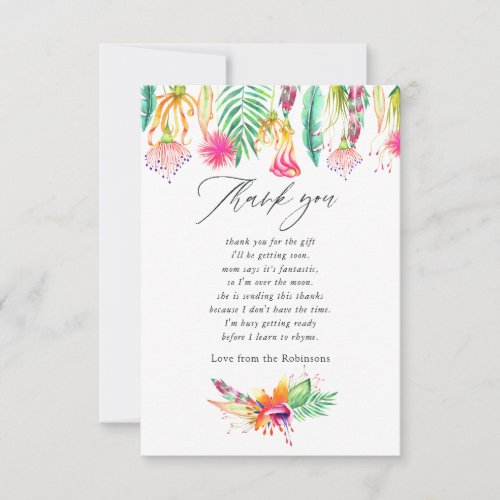 Watercolor Tropical Summer Beach Baby Shower Thank You Card