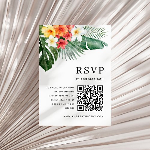 Watercolor Tropical Summer Floral Greenery Wedding RSVP Card