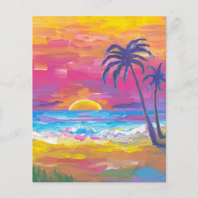 Watercolor tropical sunset scrapbook background (Front)