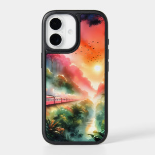 Watercolor Tropical Sunset Train Journey iPhone 17 Case