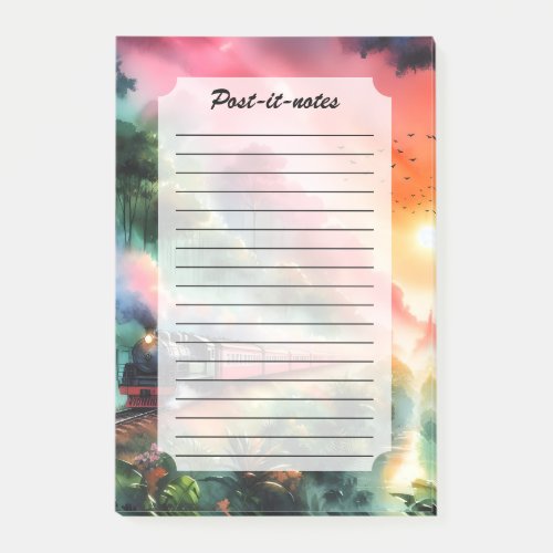 Watercolor Tropical Sunset Train Journey Post-it Notes