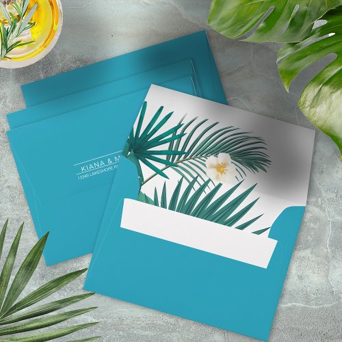 Watercolor Tropical Teal ID577 Envelope