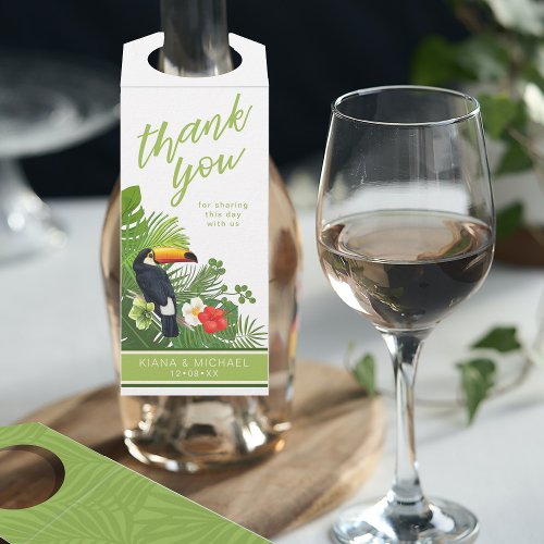 Watercolor Tropical Thank You Green ID577 Bottle Hanger Tag