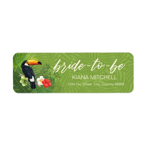 Watercolor Tropical Toucan Bride_to_Be Green ID577 Label